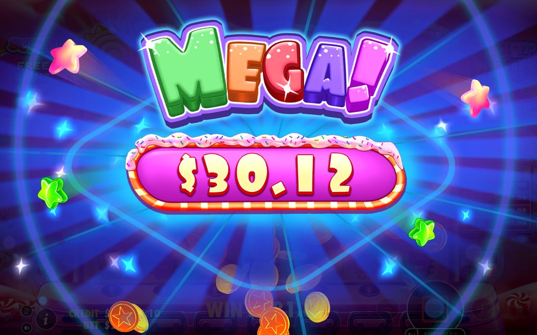 Win screen after a tumble sequence with multipliers added